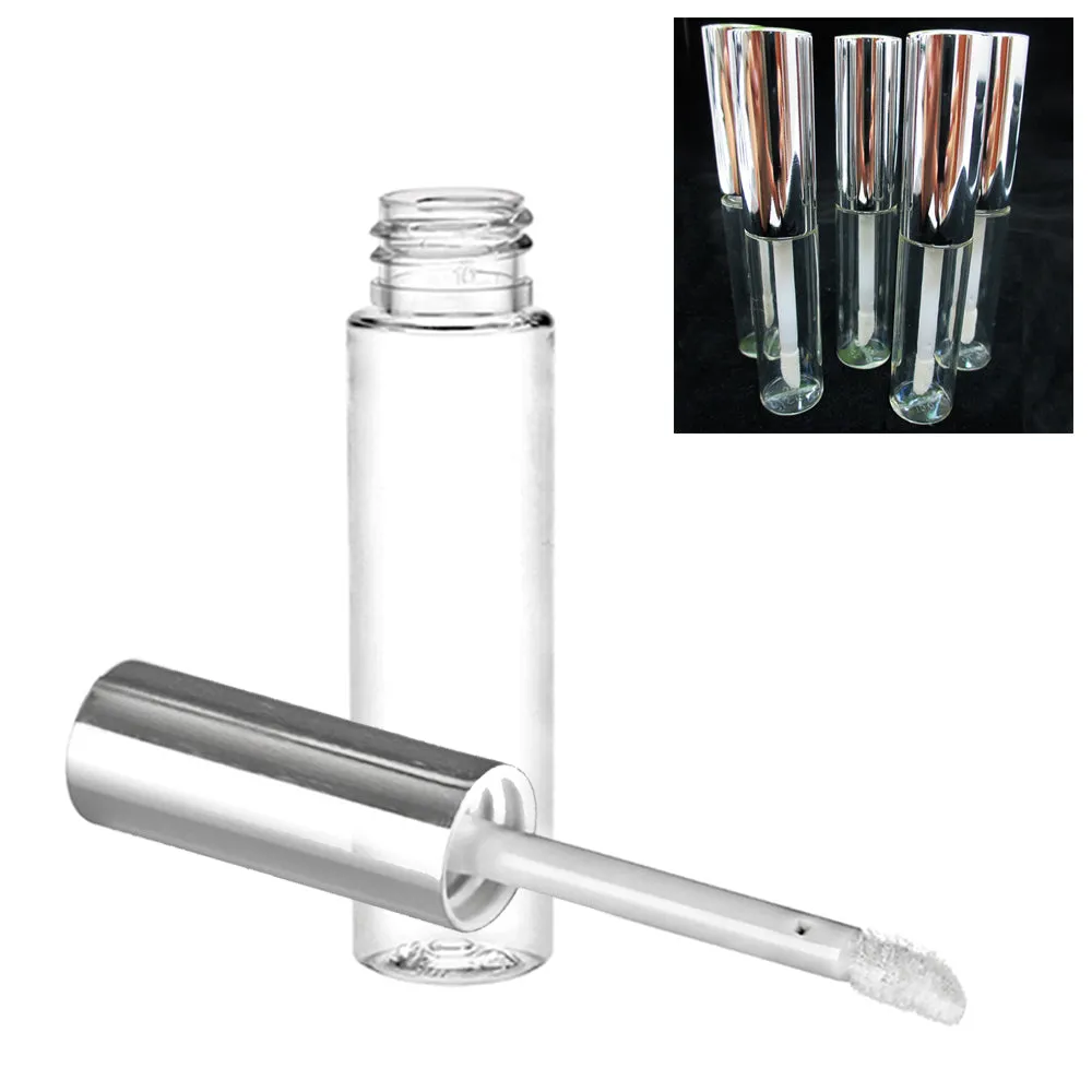 100pc Silver Lip Gloss Tube Lip Balm Bottle Empty Cosmetic Container Tube Travel