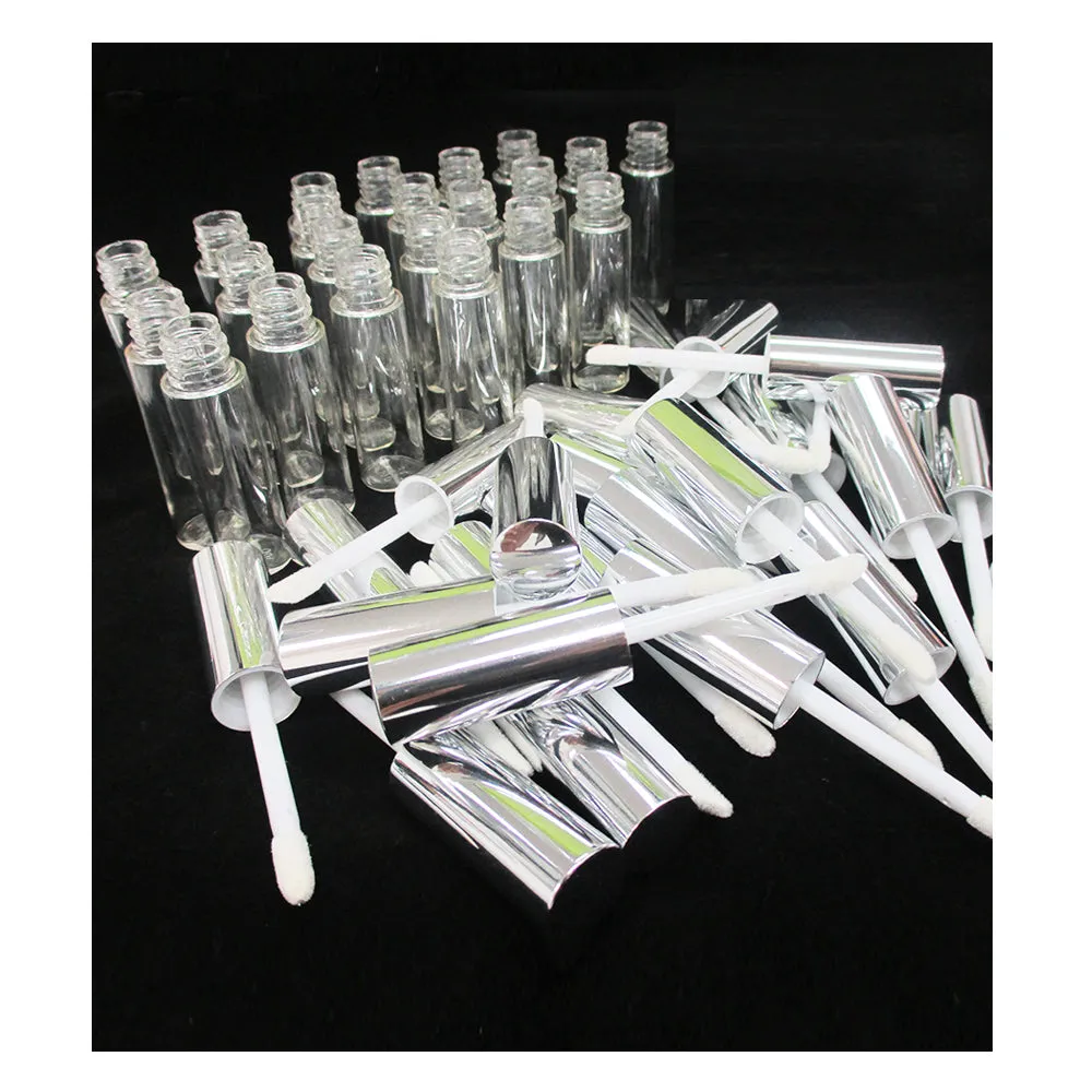 100pc Silver Lip Gloss Tube Lip Balm Bottle Empty Cosmetic Container Tube Travel