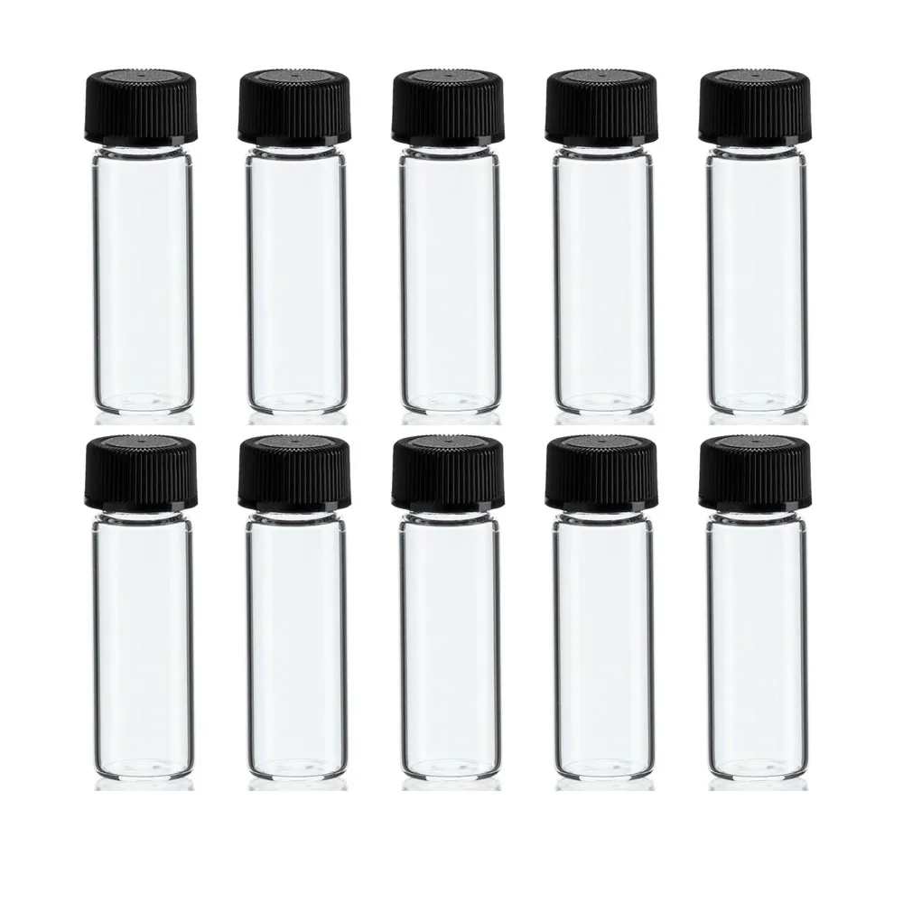 10X Clear Glass Vials Sample Bottles Cap 2 3/8 Tall 7mL Gold Panning Prospecting