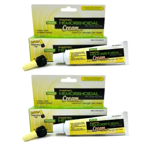 2 Pack Hemorrhoid Cream With Soothing Aloe Max Strength Anesthetic Pain Relief