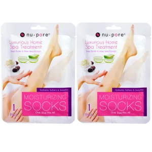 2 Pair Moisturizing Socks Foot Spa Home Treatment Aloe Skin Moisture Dry Feet !!