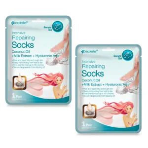 2 Pair Moisturizing Socks Foot Spa Home Treatment Coconut Skin Moisture Dry Feet