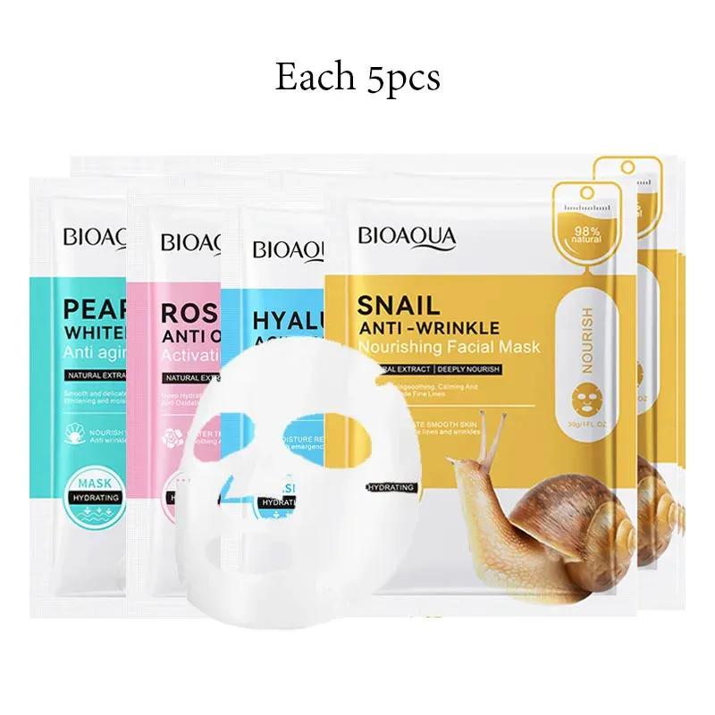 20 Piece Snail Hyaluronic Acid Face Mask Moisturizing & Firming