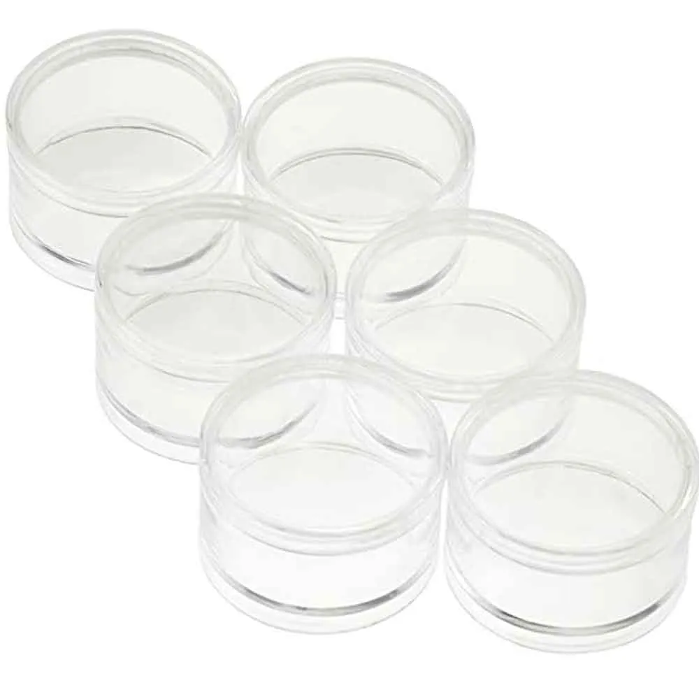 6 Empty Clear Jars 2" Cosmetic Screw-On Lid Travel Sample Cream Container Makeup