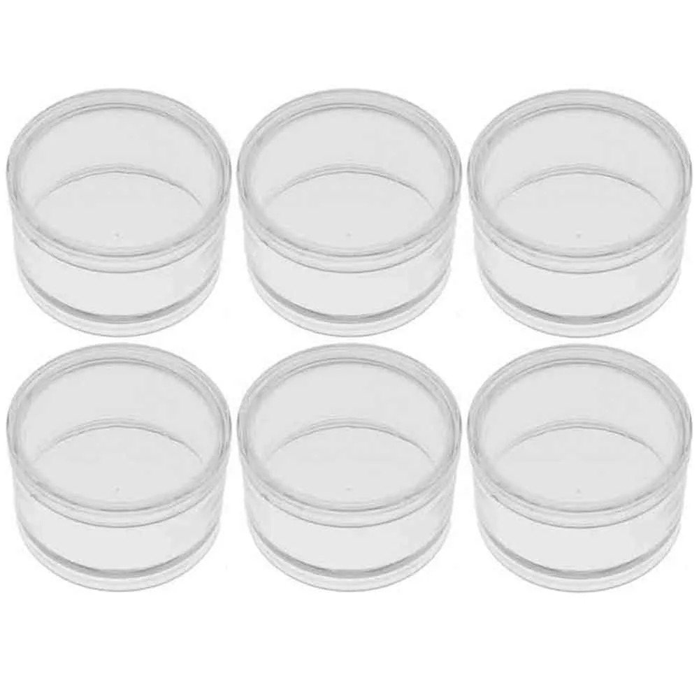 6 Empty Clear Jars 2" Cosmetic Screw-On Lid Travel Sample Cream Container Makeup