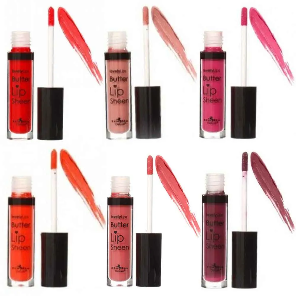 6 Pc Lip Gloss Shine Shea Butter Sheen Balm Vitamin E Beauty Cosmetic Lipstick