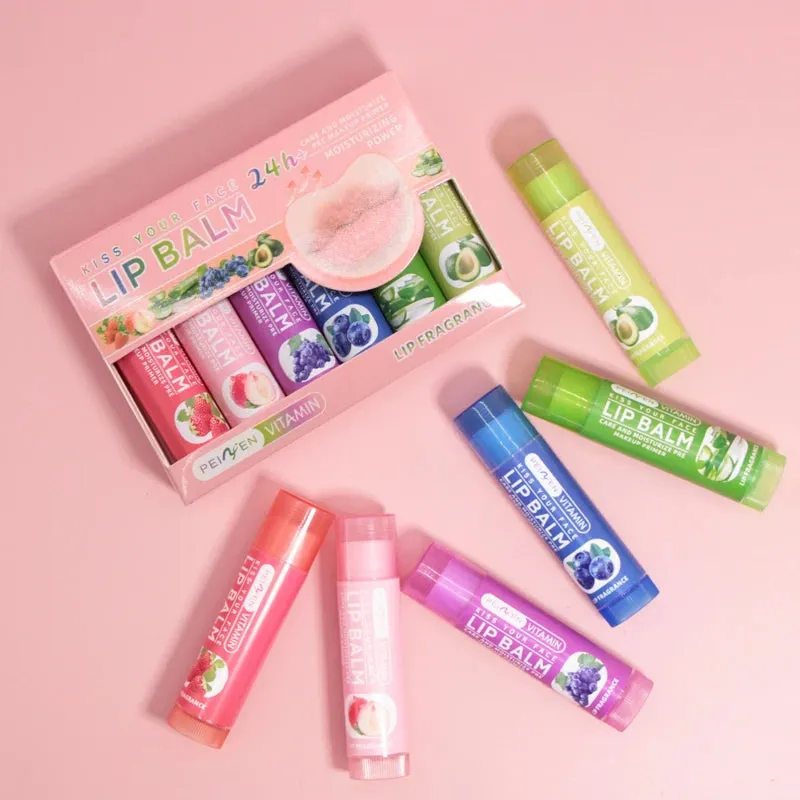 6Pcs DNM Fruit Lip Balm Set - Moisturizing & Hydrating Base for Men & Women (Multi-Flavors)