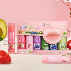 6Pcs DNM Fruit Lip Balm Set - Moisturizing & Hydrating Base for Men & Women (Multi-Flavors)