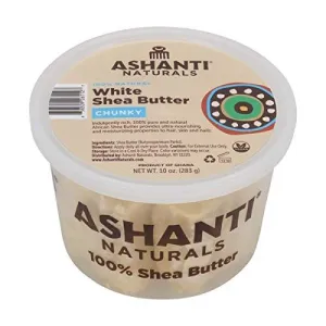 ASHANTI NATURALS 100% CHUNKY NATURAL AFRICAN SHEA BUTTER, WHITE, 10 OZ.
