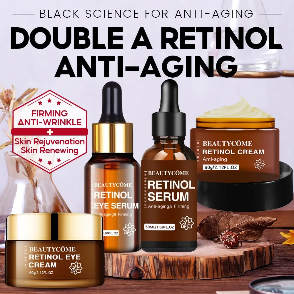 BEAUTYCOME Retinol Face Eye Cream Serum 4PCS/Set Firming Lifting Anti-Aging Reduce Wrinkle Fine Lines Facial Skin Care Suit
