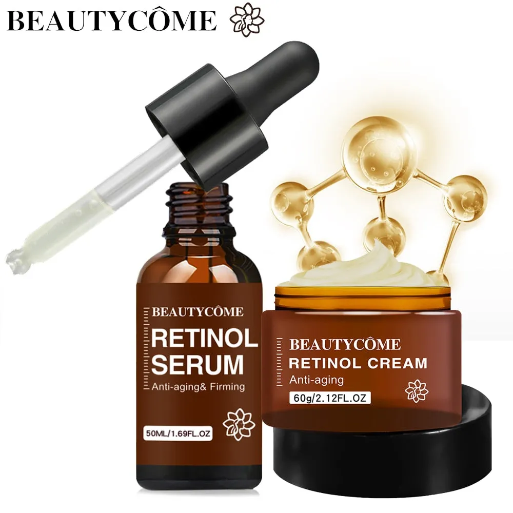 BEAUTYCOME Retinol Face Eye Cream Serum 4PCS/Set Firming Lifting Anti-Aging Reduce Wrinkle Fine Lines Facial Skin Care Suit