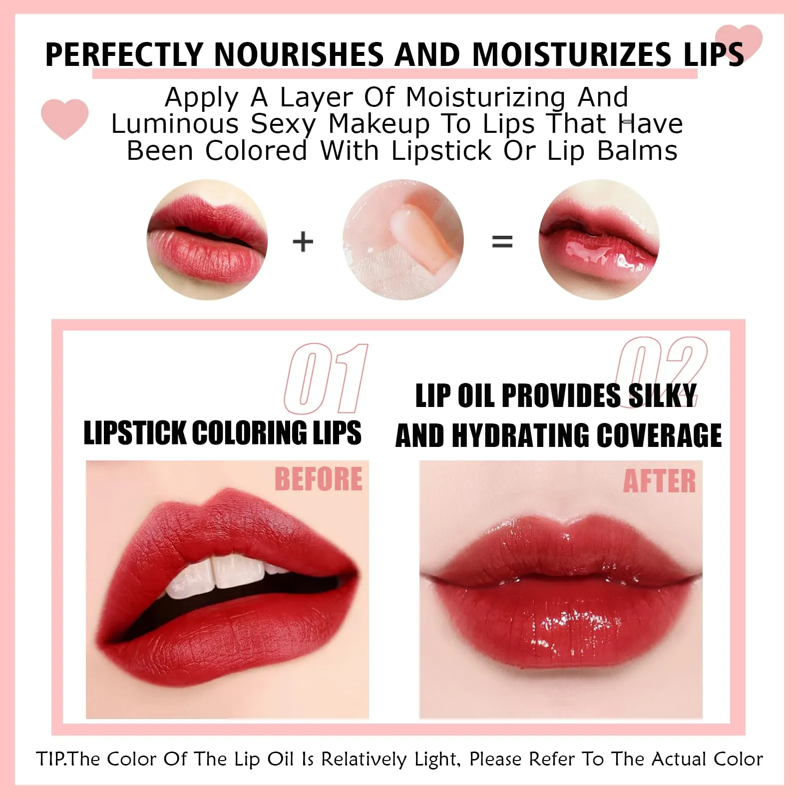 BEFIVECOK 2PCS Lip Oil Set, Hydrating Lip Glow Oil Lip Plumper Gloss, Tinted Lip Oils Transparent Long Lasting Non-sticky Lip Gloss, Plumping Lip Gloss Lip Care Kit (Rosewood & Cherry)