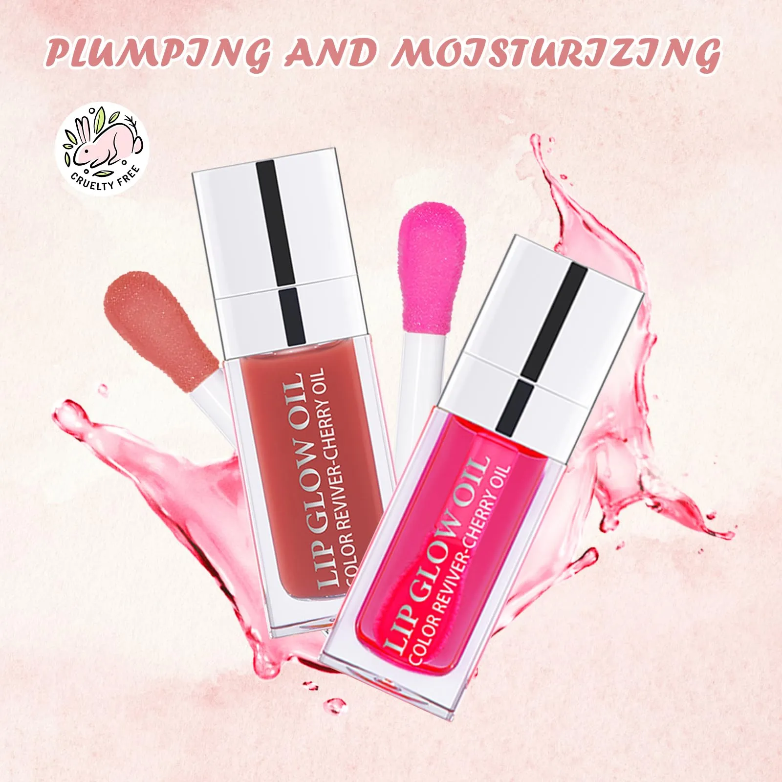 BEFIVECOK 2PCS Lip Oil Set, Hydrating Lip Glow Oil Lip Plumper Gloss, Tinted Lip Oils Transparent Long Lasting Non-sticky Lip Gloss, Plumping Lip Gloss Lip Care Kit (Rosewood & Cherry)