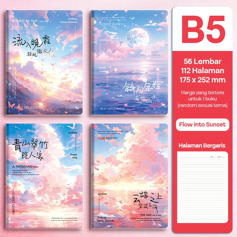 Buku Notebook B5 Sampul Eva Waterproof Tebal Halaman Bergaris SBRB556