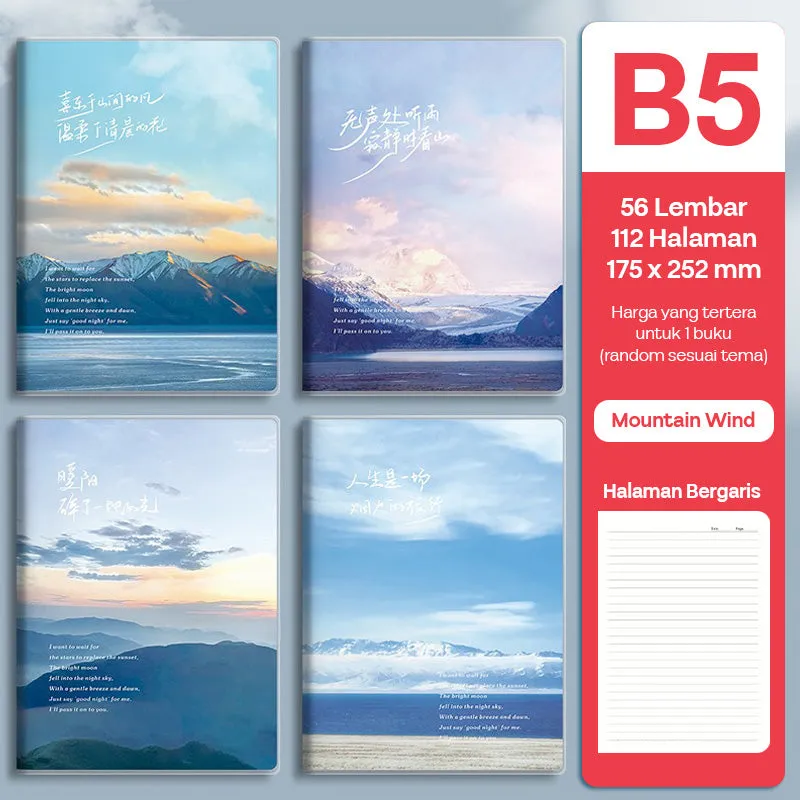 Buku Notebook B5 Sampul Eva Waterproof Tebal Halaman Bergaris SBRB556
