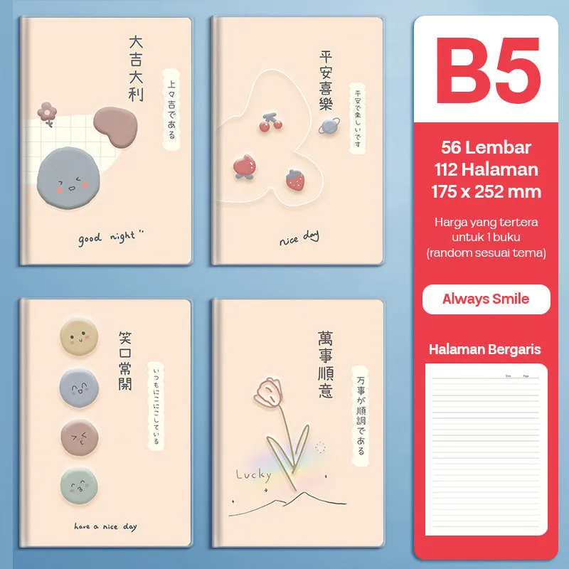 Buku Notebook B5 Sampul Eva Waterproof Tebal Halaman Bergaris SBRB556