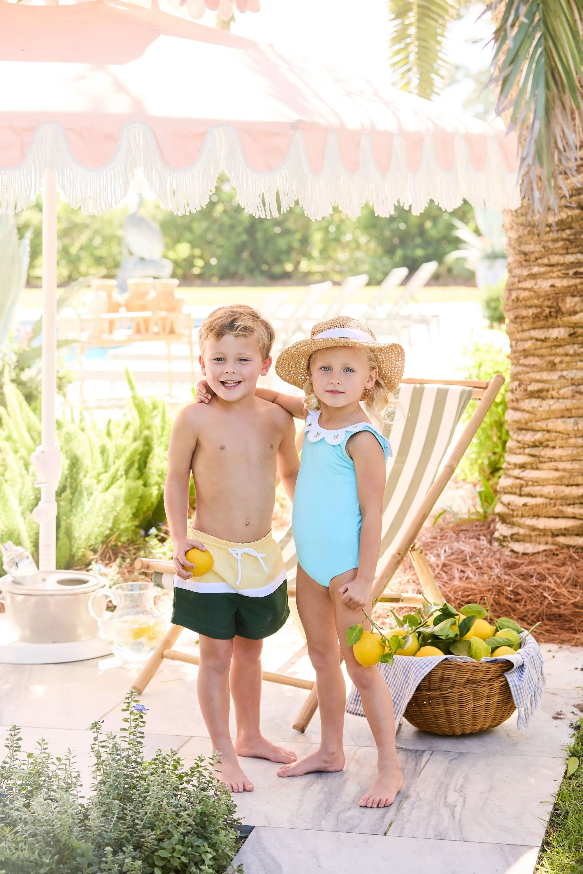 Cadence Bathing Suit -- Teal w/ Lemons
