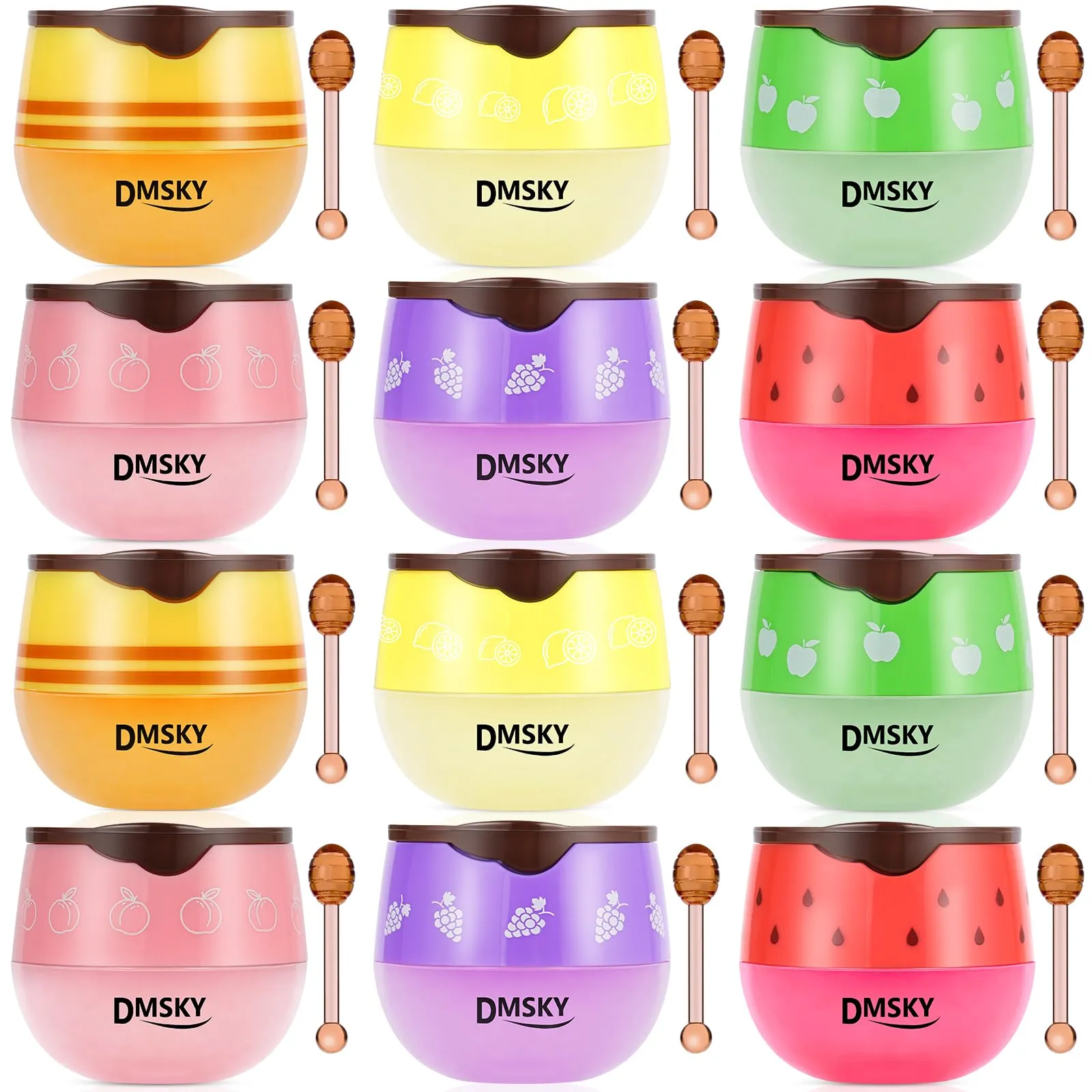 DMSKY Bee Lip Balm Honey Pot 12 PCS, Moisturizing Lip Mask Overnight, Hydrating Lip Sleeping Mask Prevention Dry and Cracked, Reduce Lip Lines