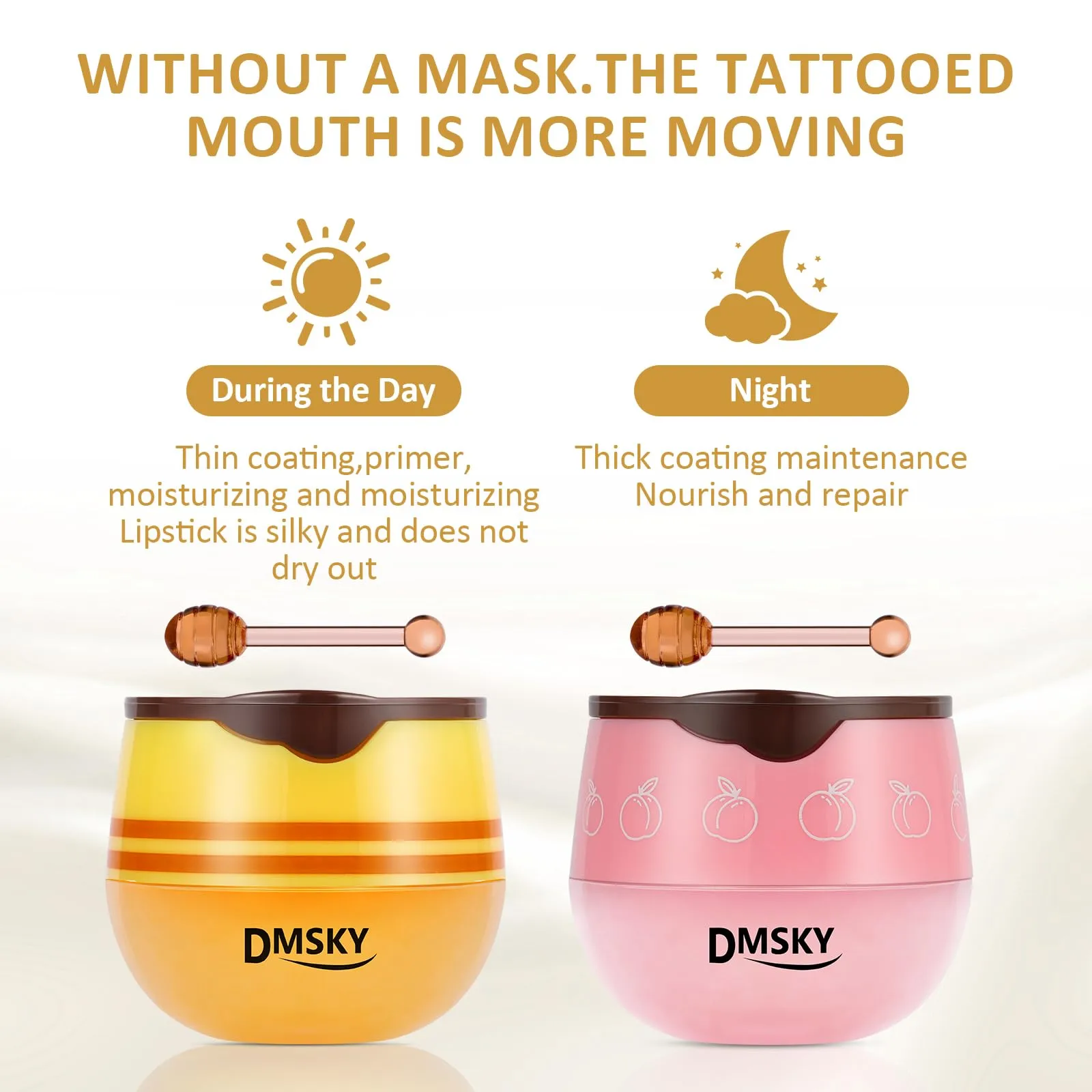 DMSKY Bee Lip Balm Honey Pot 12 PCS, Moisturizing Lip Mask Overnight, Hydrating Lip Sleeping Mask Prevention Dry and Cracked, Reduce Lip Lines