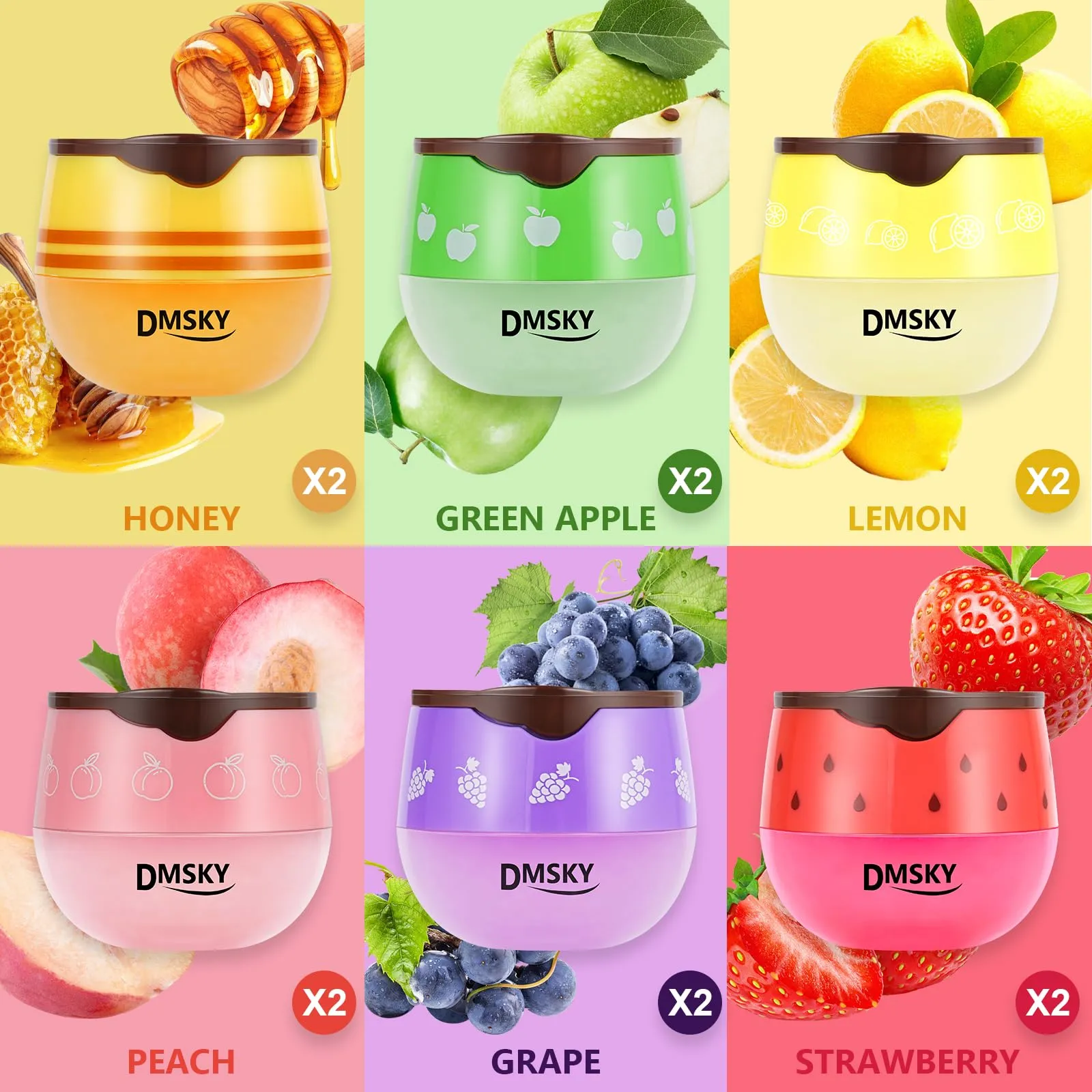 DMSKY Bee Lip Balm Honey Pot 12 PCS, Moisturizing Lip Mask Overnight, Hydrating Lip Sleeping Mask Prevention Dry and Cracked, Reduce Lip Lines