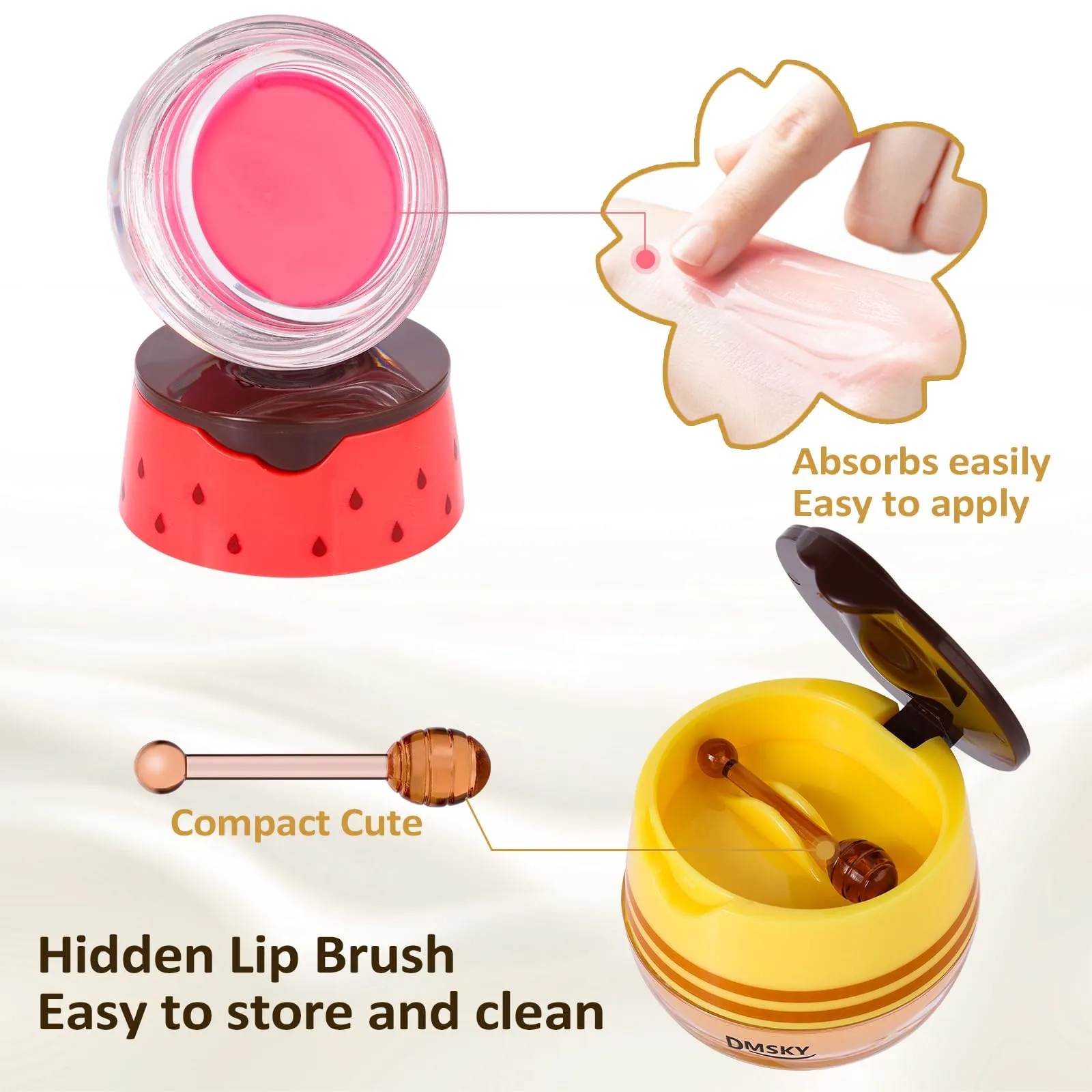 DMSKY Bee Lip Balm Honey Pot 12 PCS, Moisturizing Lip Mask Overnight, Hydrating Lip Sleeping Mask Prevention Dry and Cracked, Reduce Lip Lines