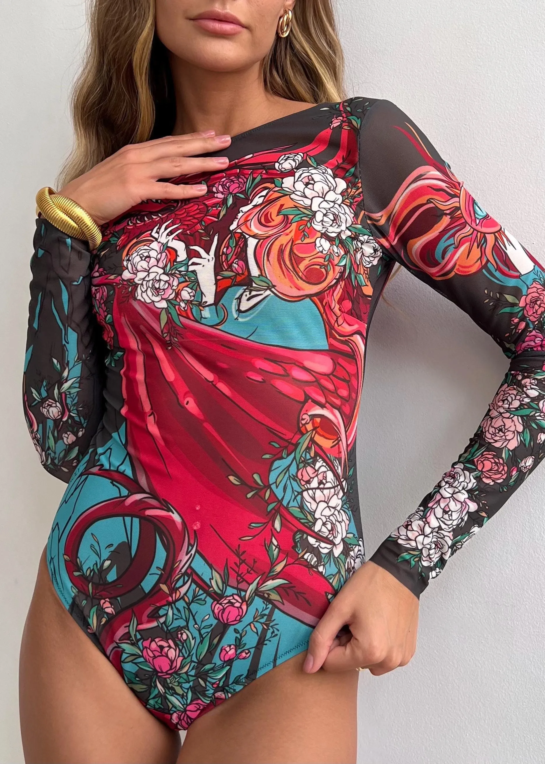 Dragon Tattoo Swimsuit with SPF 50  Stylish Swimwear for Women