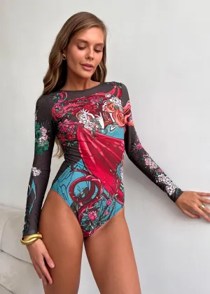 Dragon Tattoo Swimsuit with SPF 50  Stylish Swimwear for Women