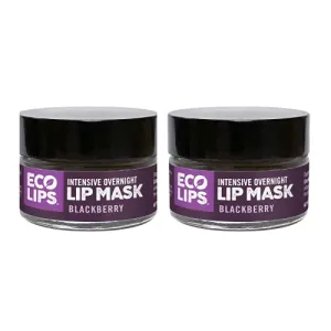 Eco Lips Blackberry Intensive Overnight Lip Mask 2-pack (0.39 oz.)- Repair & Restore Dry, Cracked, Chapped Lips Overnight - 100% USDA Organic Lip Care Treatment, Cruelty Free, Made in the USA