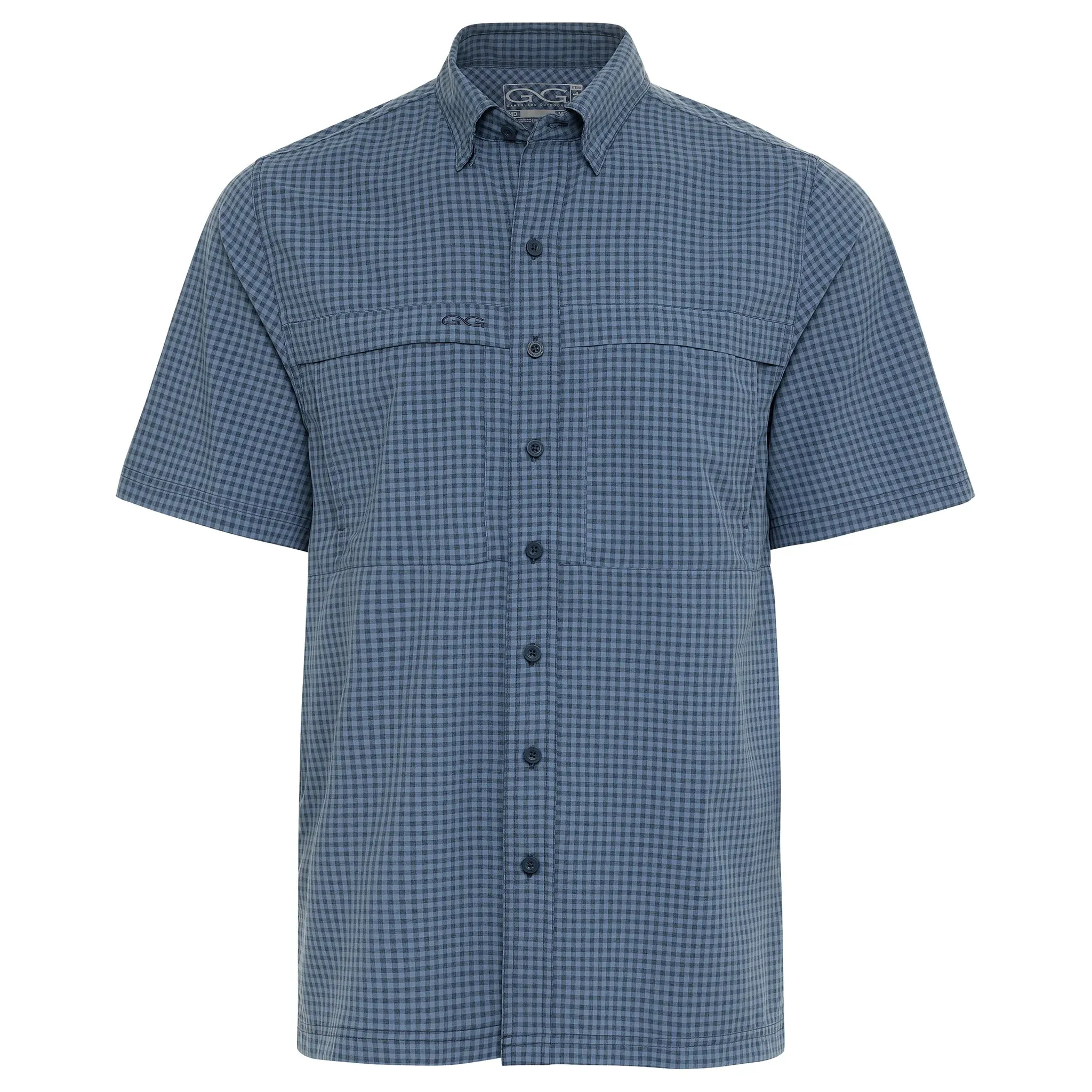 GameGuard Slate & Deep Water Short Sleeve Button Down TekCheck Men's Shirt