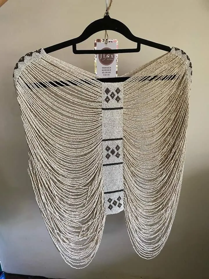 Gatsby cream hand beaded mini cape