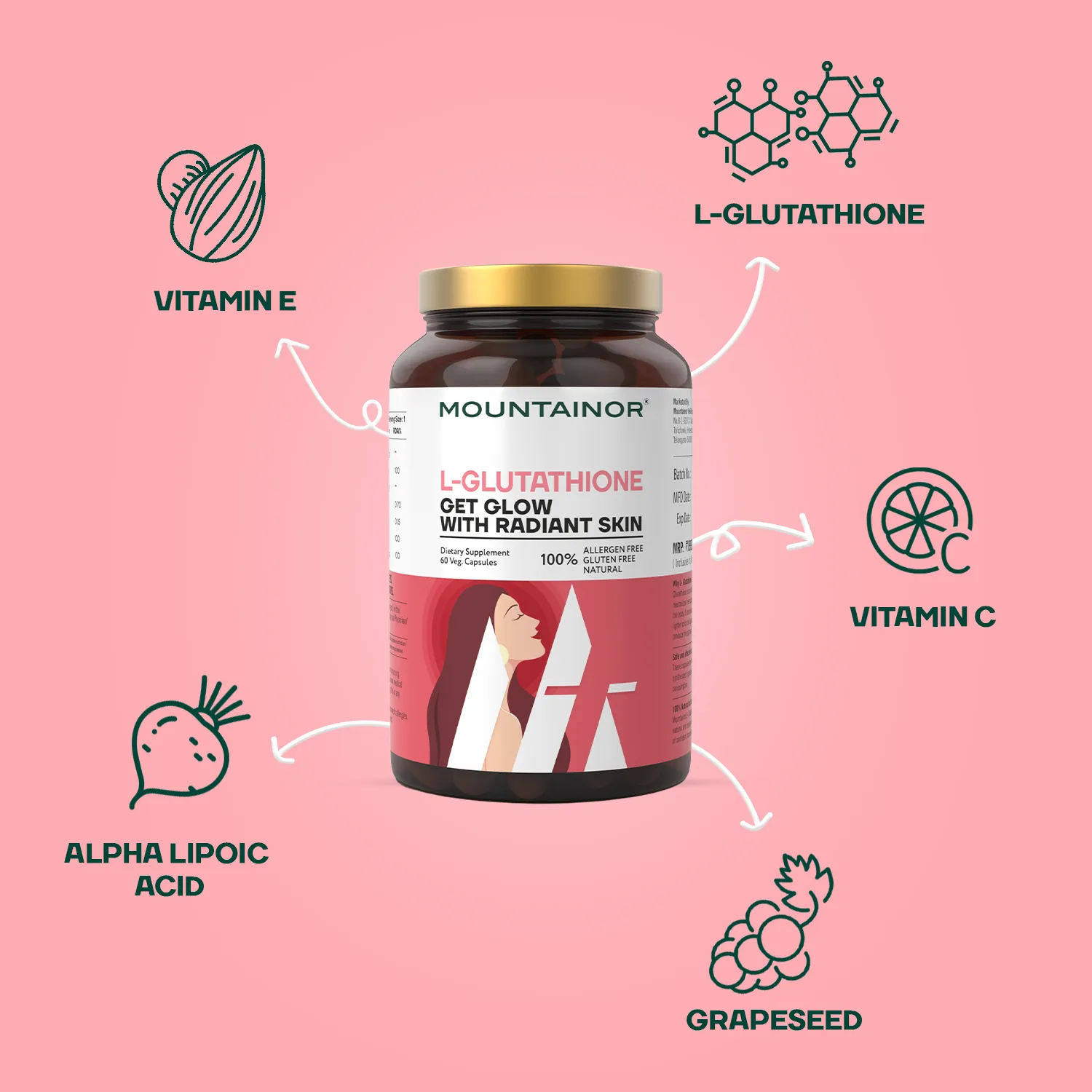 L-Glutathione Capsules Collagen Capsules 60 Caps SPF 50  Glutathione Sunscreen Stick Rosemary Essential Oil