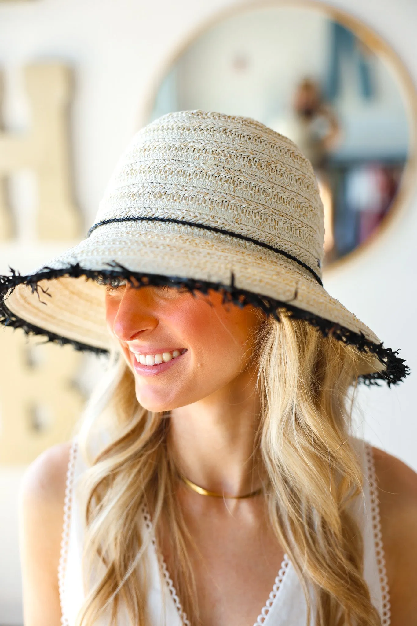 Luisa Fringe Trim Cloche Hat