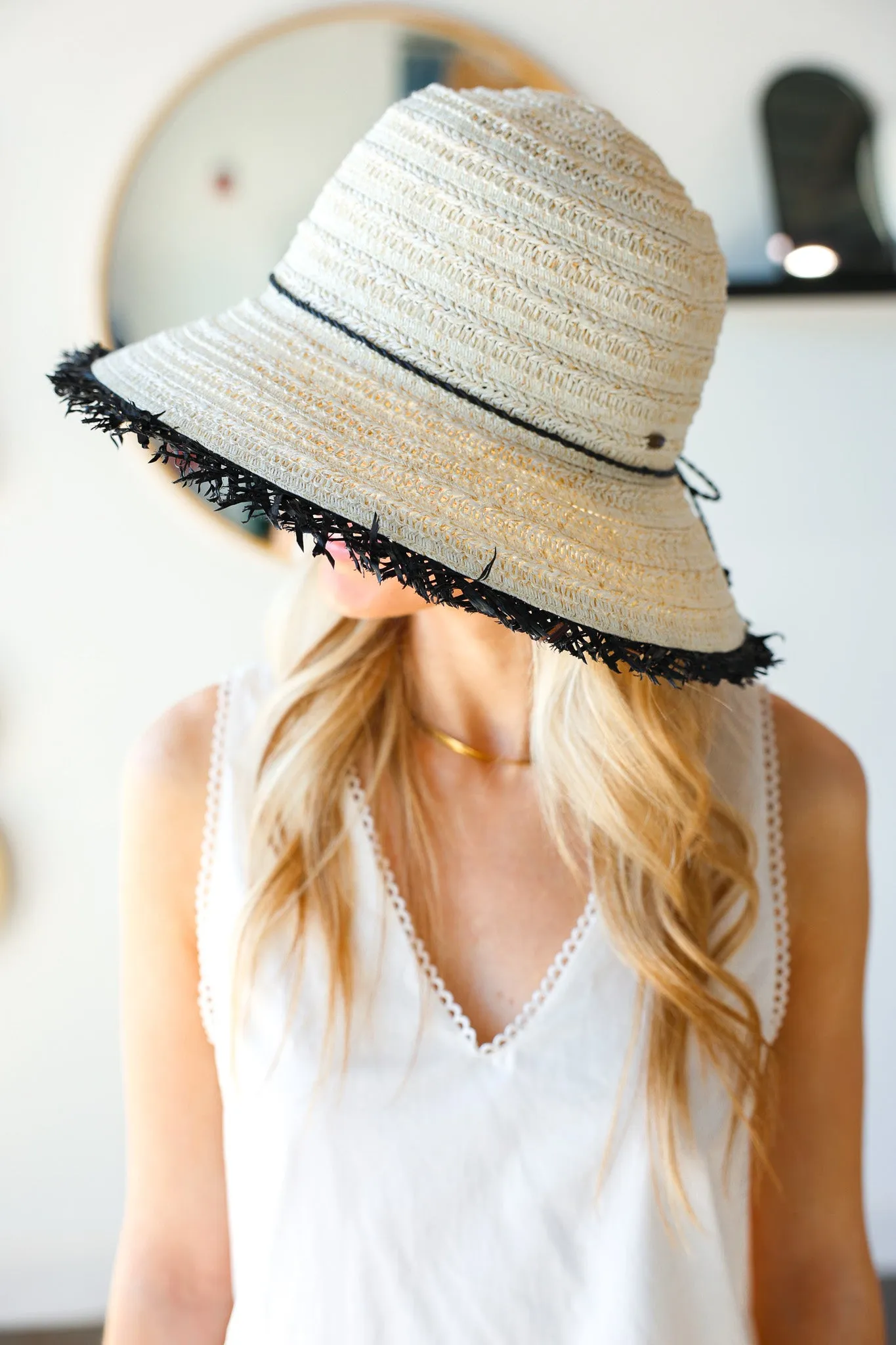 Luisa Fringe Trim Cloche Hat