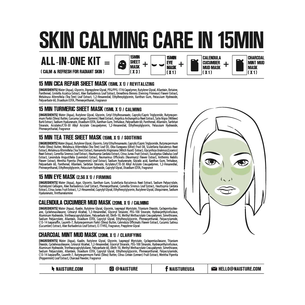 Naisture 15 Minute Rescue Me Kit for Skin Care & Beauty (6pack)
