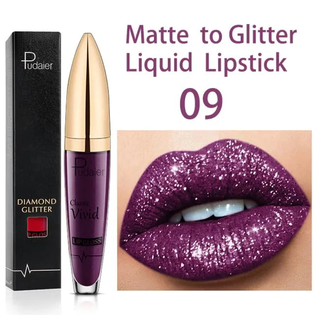 New Year Sale 73% OFF - Diamond Lip Gloss Matte To Glitter Liquid Lipstick