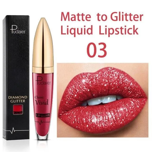 New Year Sale 73% OFF - Diamond Lip Gloss Matte To Glitter Liquid Lipstick