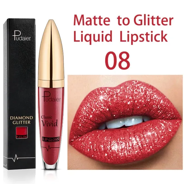 New Year Sale 73% OFF - Diamond Lip Gloss Matte To Glitter Liquid Lipstick