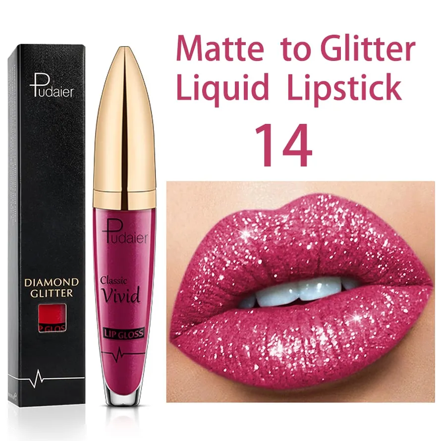 New Year Sale 73% OFF - Diamond Lip Gloss Matte To Glitter Liquid Lipstick