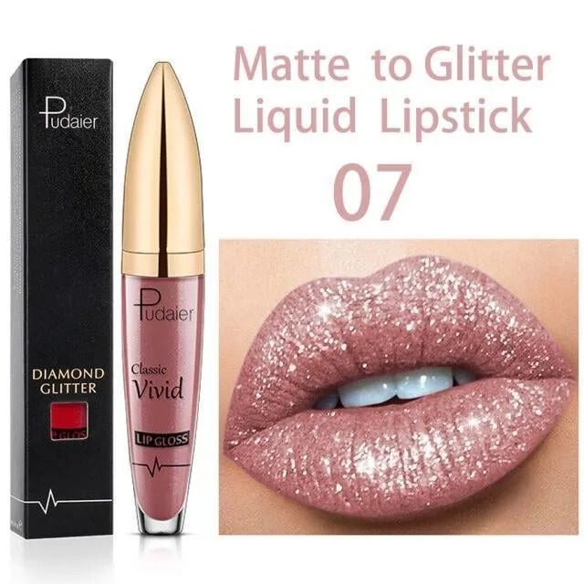 New Year Sale 73% OFF - Diamond Lip Gloss Matte To Glitter Liquid Lipstick