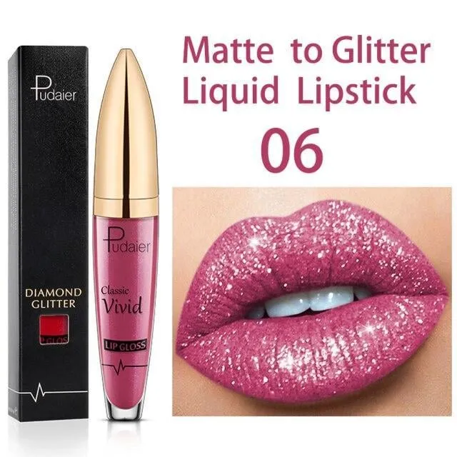 New Year Sale 73% OFF - Diamond Lip Gloss Matte To Glitter Liquid Lipstick