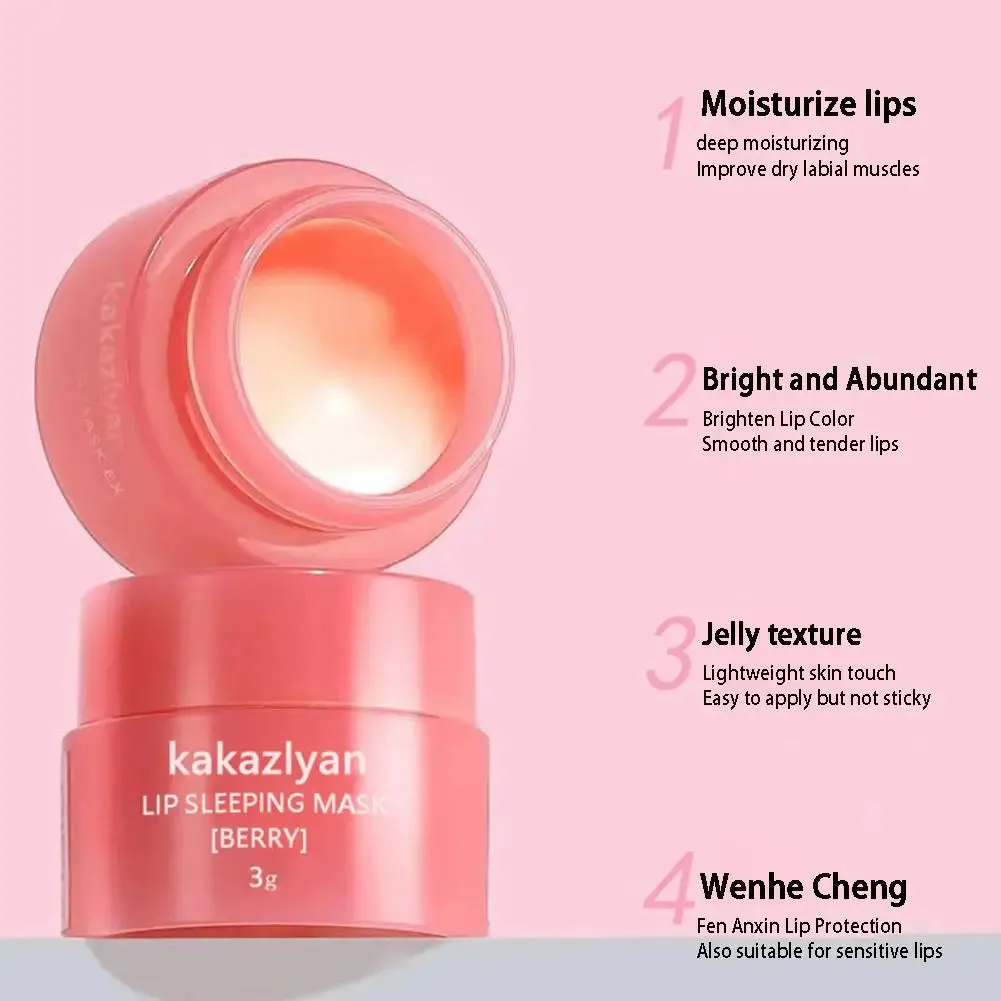 Pack Of 2 Strawberry Lip Balm Moisturizing Jelly Lip Mask Anti-Cracking Fades Lips Lines Nourishing Lipsticks Base Lip Skin Care