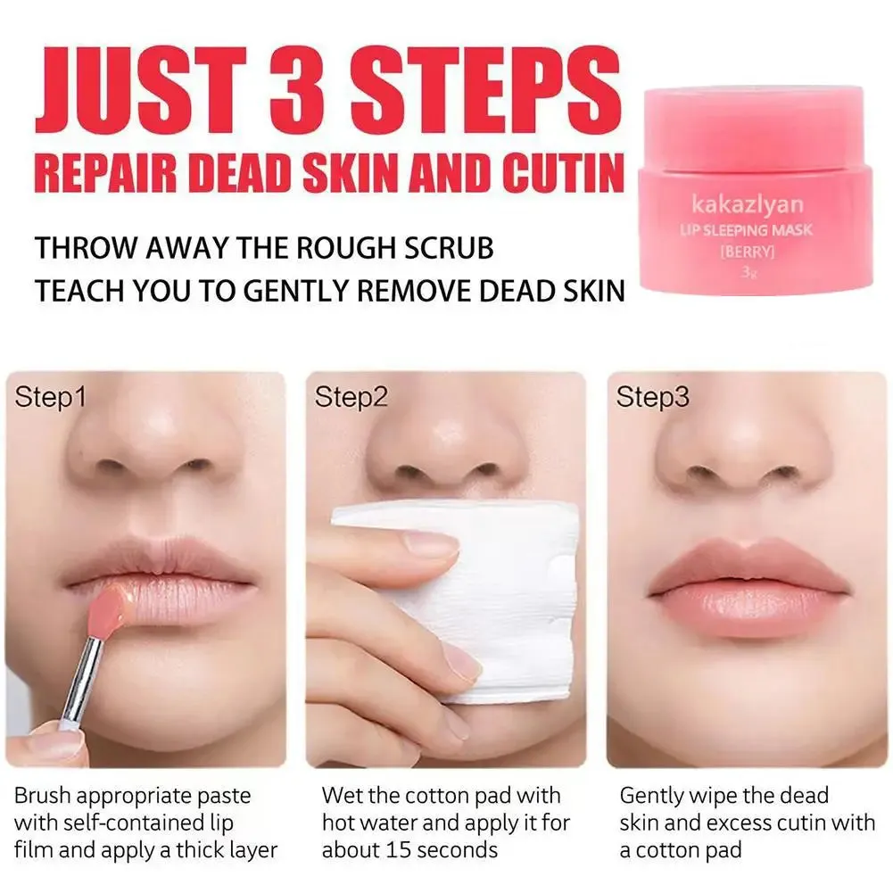 Pack Of 2 Strawberry Lip Balm Moisturizing Jelly Lip Mask Anti-Cracking Fades Lips Lines Nourishing Lipsticks Base Lip Skin Care
