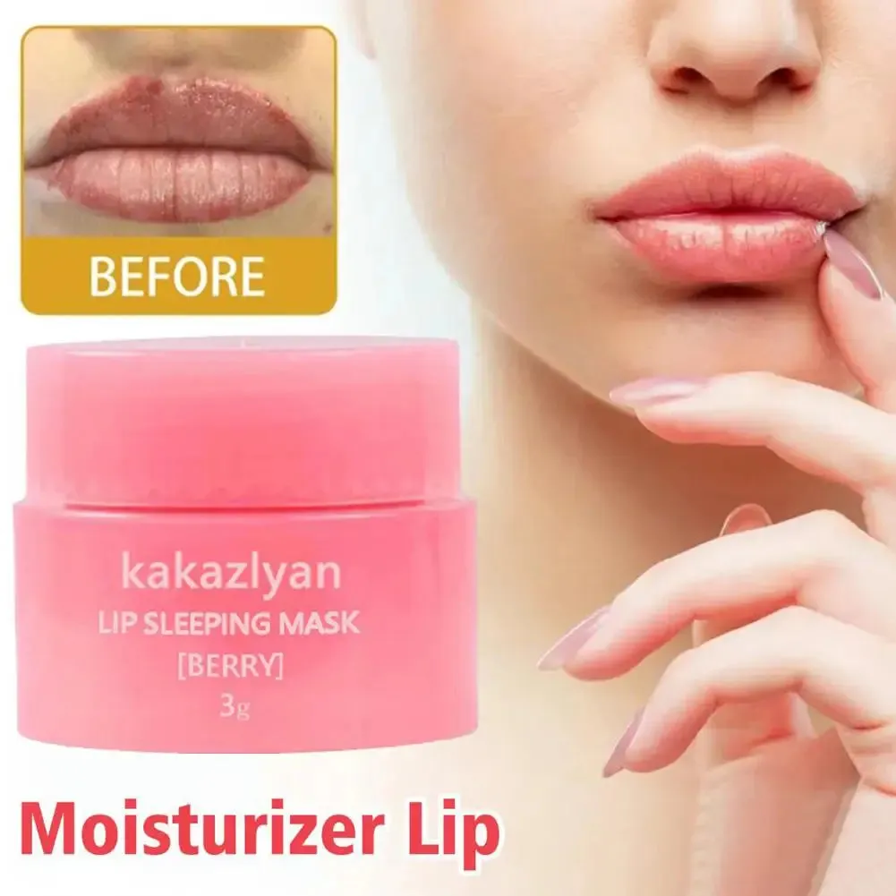 Pack Of 2 Strawberry Lip Balm Moisturizing Jelly Lip Mask Anti-Cracking Fades Lips Lines Nourishing Lipsticks Base Lip Skin Care