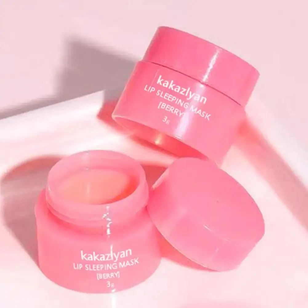 Pack Of 2 Strawberry Lip Balm Moisturizing Jelly Lip Mask Anti-Cracking Fades Lips Lines Nourishing Lipsticks Base Lip Skin Care