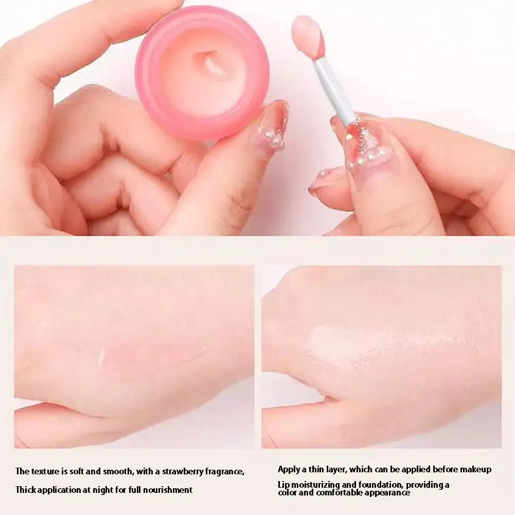 Pack Of 2 Strawberry Lip Balm Moisturizing Jelly Lip Mask Anti-Cracking Fades Lips Lines Nourishing Lipsticks Base Lip Skin Care