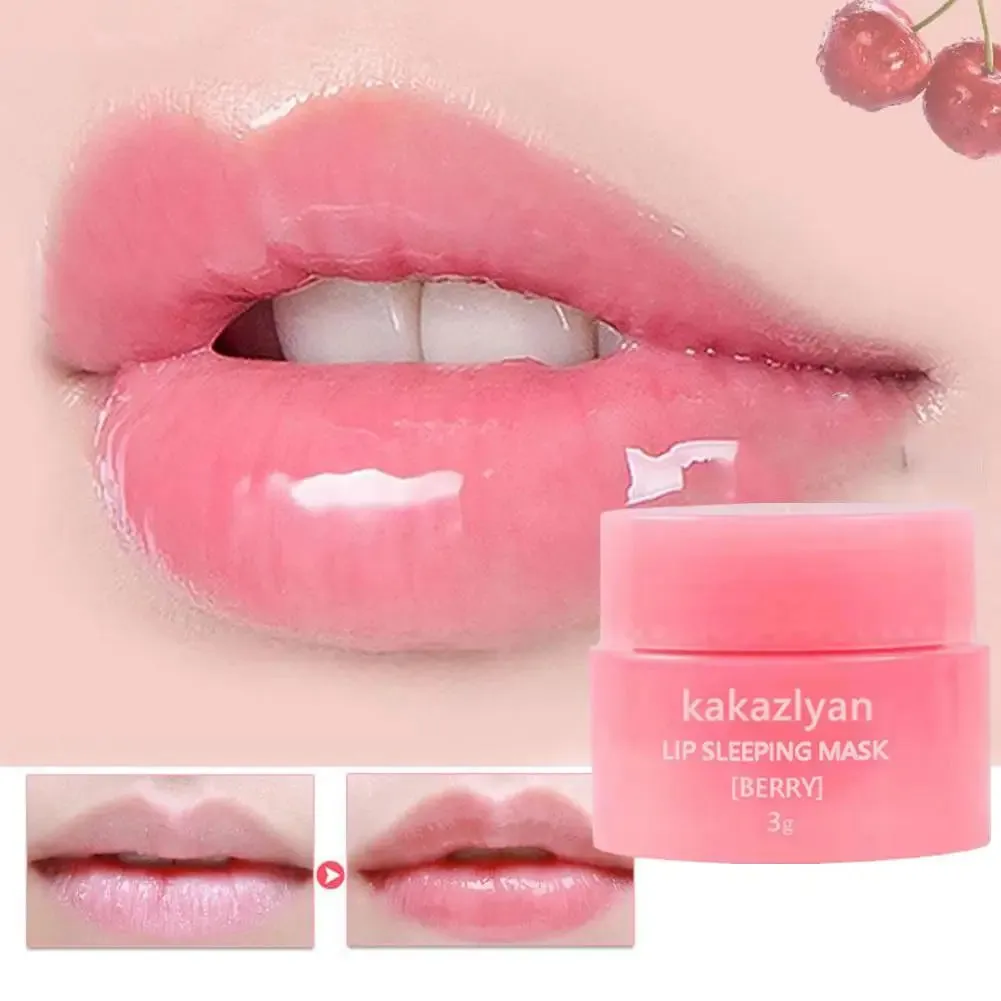 Pack Of 2 Strawberry Lip Balm Moisturizing Jelly Lip Mask Anti-Cracking Fades Lips Lines Nourishing Lipsticks Base Lip Skin Care