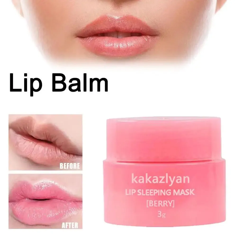 Pack Of 2 Strawberry Lip Balm Moisturizing Jelly Lip Mask Anti-Cracking Fades Lips Lines Nourishing Lipsticks Base Lip Skin Care