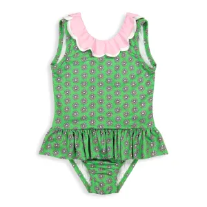 Printed Summer Bathing Suit -- Green Dahlia
