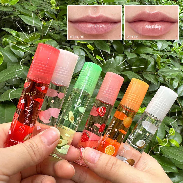 Random Roll On 6 Colors Fruit Oil Mirror Moisturizing Transparent Long Lasting Cosmetics Moisturizing Lip Gloss Lip Balmلفة عشوائية من 6 ألوان على زيت الفاكهة مرآة ترطيب شفافة تدوم طويلاً مستحضرات تجميل مرطبة ملمع شفاه بلسم الشفاه