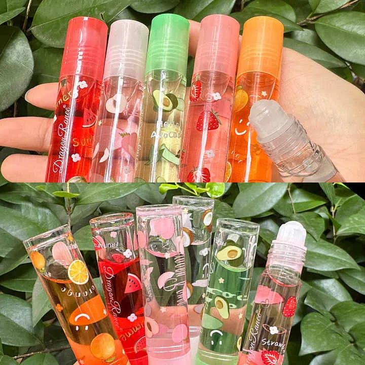 Random Roll On 6 Colors Fruit Oil Mirror Moisturizing Transparent Long Lasting Cosmetics Moisturizing Lip Gloss Lip Balmلفة عشوائية من 6 ألوان على زيت الفاكهة مرآة ترطيب شفافة تدوم طويلاً مستحضرات تجميل مرطبة ملمع شفاه بلسم الشفاه